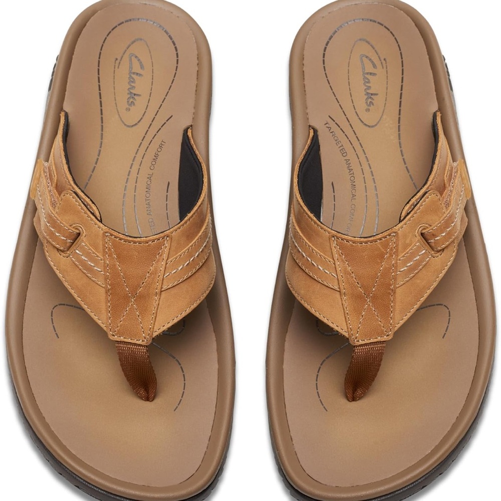 Clarks Brown Leather Men's Flip-Flops